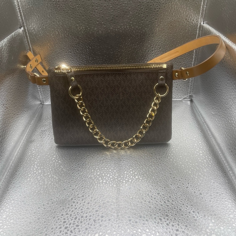 Michael Kors Belt Bag Fanny Pack MK Signature Logo  Brown Size s/m